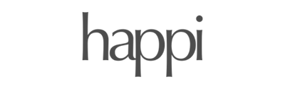 Logo of the brand 'happi' on a white background