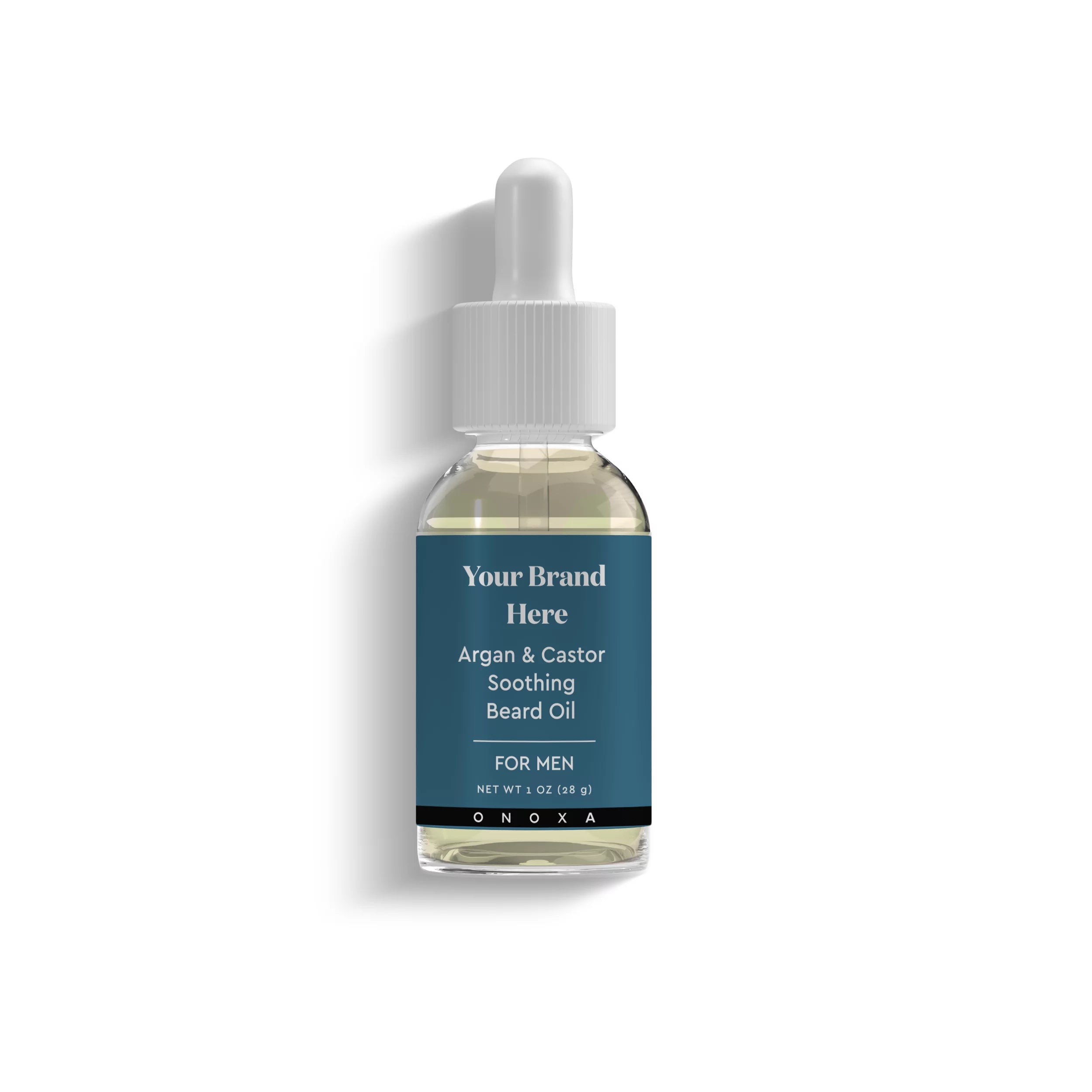 Onoxa white label Argan and Castor soothing beard oil in clear bottle 